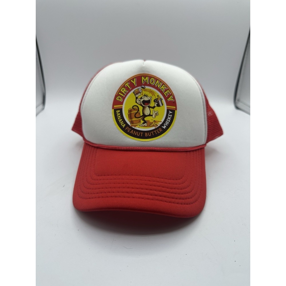Dirty Monkey Trucker‎ Hat Cap Men's Red Banana Peanut Butter Whisky Snap Back